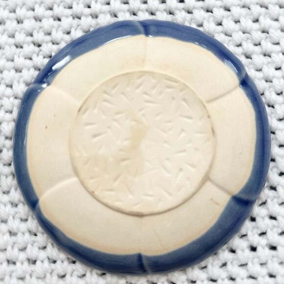 Kotobuki Round Flower Dahlia Crackle Glaze Teabag Plates Set 4 Green Blue Yellow - Picture 8 of 10